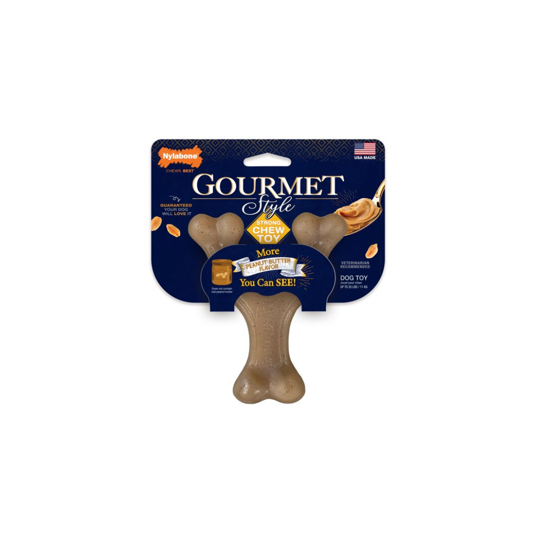 Nylabone Gourmet Style Strong Wishbone Dog Chew Toy Peanut Butter  Small/Regular - Up to 25 Ibs.